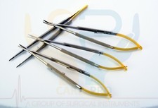 4 Castroviejo Micro Scissors Needle Holder Curved TC Forceps Dental Eye Kit 7”