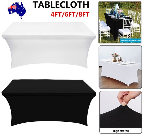 FITTED Table Cloths Trestle Tablecloth Wedding Rectangle 4ft 6ft 8ft ...