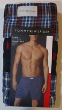 Image of 3 TOMMY HILFIGER BLUE RED WHITE WOVEN COTTON BOXER SHORTS UNDERWEAR - M L XL XXL
