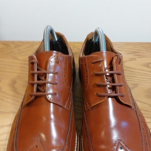 Clarks Dark Tan Brogue Leather Shoes Lace Up UK Size 7G Smart Formal Shoes Used - Picture 5 of 14