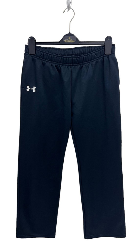 Under Armour Boys Black Fleece-Lined Elastic Waist Sweatpants Size YXL