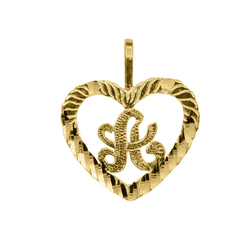 Precious Stars 14k Yellow Gold Heart shaped Initial Letter A