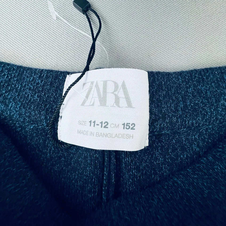 Pantalón de chándal ZARA para niña tejido talla 11-12 suave recortado elástico cónico azul marino nuevo sin etiquetas Foto 3 de 4
