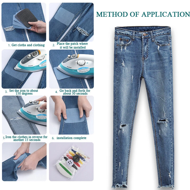 5Pcs DIY Design Denim Fabric Patches Clothing Jeans Repair Kit Convenient New