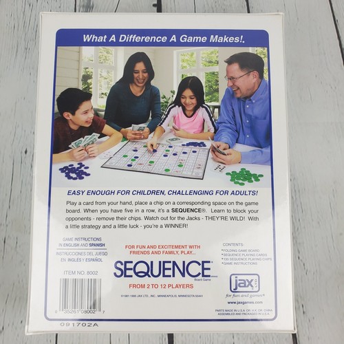 Sequence Board Game By Jax New, Box Sealed 1995 - Picture 2 of 2