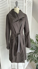 Rudsak Size M Brown Belted Trench Coat W/ Leather Trim Elbow Patches Asymetrical