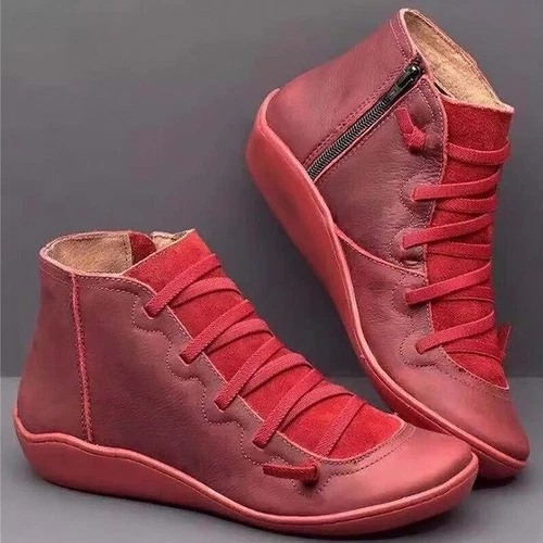 Women Ankle Boots Flat Leather Arch Support Sneakers Casual Work Bootie Shoes Sz - Bild 39 von 72