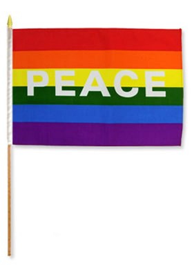 12x18 12"x18" Wholesale Lot of 3 Gay Pride Rainbow Peace Stick Flag ...