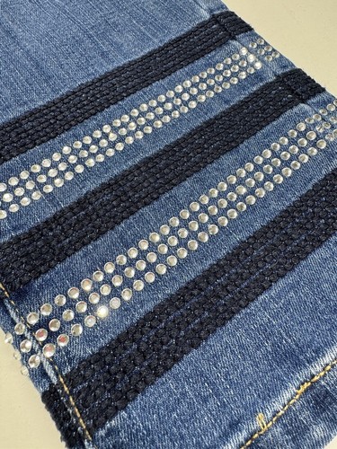 Tommy Hilfiger Jeans Womens Size 8 Greenwich Straight Blue Dark Wash Rhinestones - Picture 11 of 11