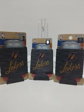 Kolder LA Lakers NBA Fan Beverage Insulator Can Holder Set 3 New Grey Koozie
