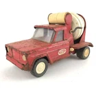 Vintage Tonka Mini Jeep Cement Mixer Truck #77 Red White with Oval Label 1960's