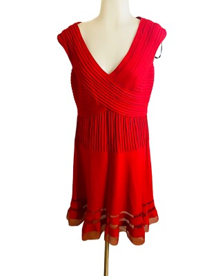 Tadashi Shoji Red Illusion Dress Women's Size Petite Large 63%RayonRN 62825 | eBay Tadashi Shoji Red Illusion Dress Women's Size Petite Large 63%RayonRN 62825 | eBay