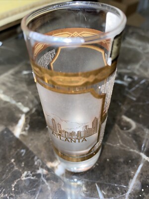 Atlanta 22K Gold Shot Glass Tall Glittered
