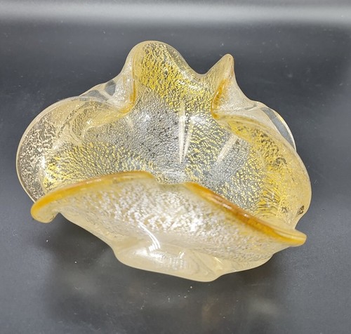 Gold Leaf Venetian Art Glass Occasional Bowl 6" - Picture 2 of 5