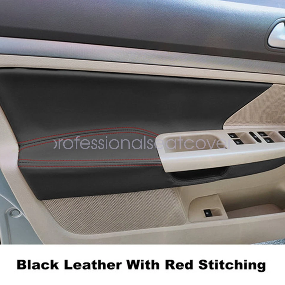 4 шт кожаных внутренних накладок на дверную панель для 2005–2010 VW Jetta Golf MK5 черные - Изображение 3 из 4