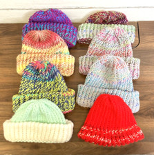 New Lot of 8 HANDMADE CROCHETED WINTER KNIT HATS Youth/Teens Hand Made Beanie