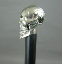 Silver Skull Handle Brass Black Solid Wooden Walking Cane Brass Head Stick Gifts