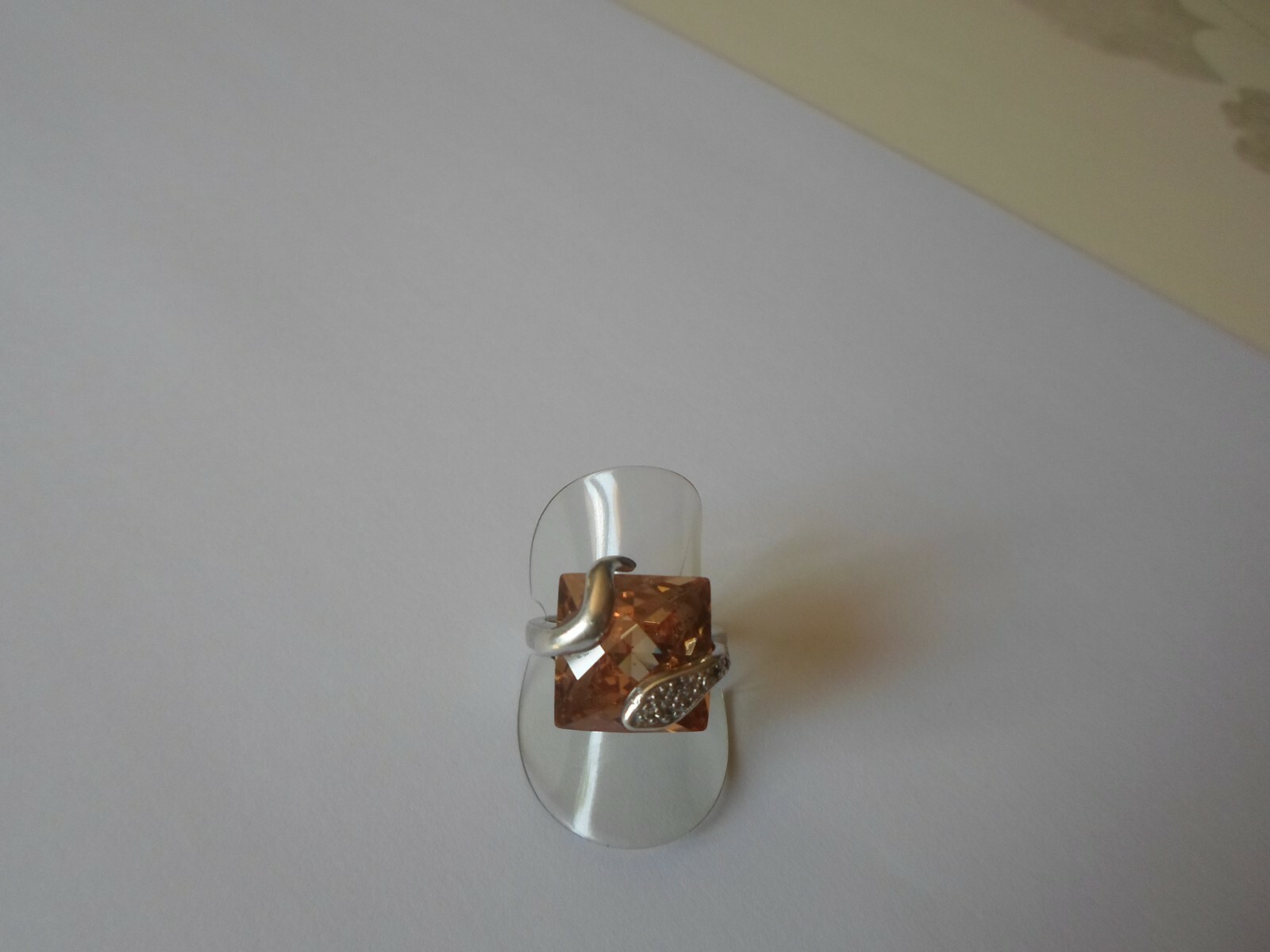 solid silver ring, orange square, snake head, siz… - image 6