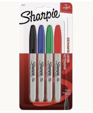Sharpie Fine Tip Permanent Marker Pen 4-Pack Red Green Black Blue NEW!