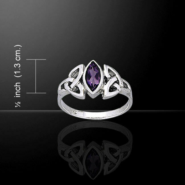 Celtic Triquetra Trinity Ring Amethyst 925 Sterling Silver Fine ...