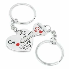 Romantic Couple Keychain Set – Heart Keyrings, Valentine’s Day Gift Pair
