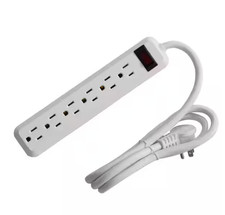 4 ft. 6-Outlet Power Strip with 45 Degree Flat Angle Plug, White