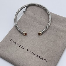 David 4mm Sterling Silver Citrine & 18K Gold Cable Cuff Bracelet