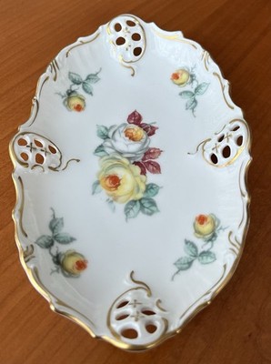 Rosenthal Fein Moliere Isabella Konfektteller Blumen 17x11 cm Durchbrucharbeiten