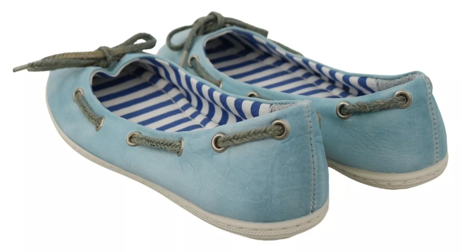 PANTOFOLA D’ORO Pantofola D'Oro blu cielo scamosciato pizzo fiocco mocassini ballerina flat scarpe donna