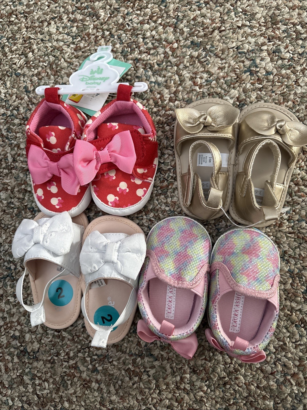 ,sandals Size 2, 3-6 M, Carters,laura Ashley,disney..