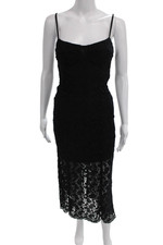 Love Shack Fancy Women Black Floral Slip Dress Sweetheart Nylon Long Size XS