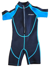 Seaskin Wetsuits Kids Black/Blue 2mm Neoprene Shorty Scuba Diving Suit Size 6