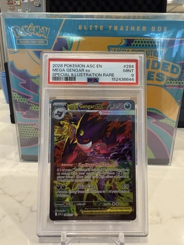 2026 Mega Gengar Ascended EX PSA 9 + Ascended Heroes ETB Sealed