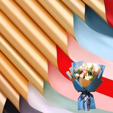 20 Sheets Flower Wrapping Paper Golden Double-sided Waterproof Florist Bouquet W