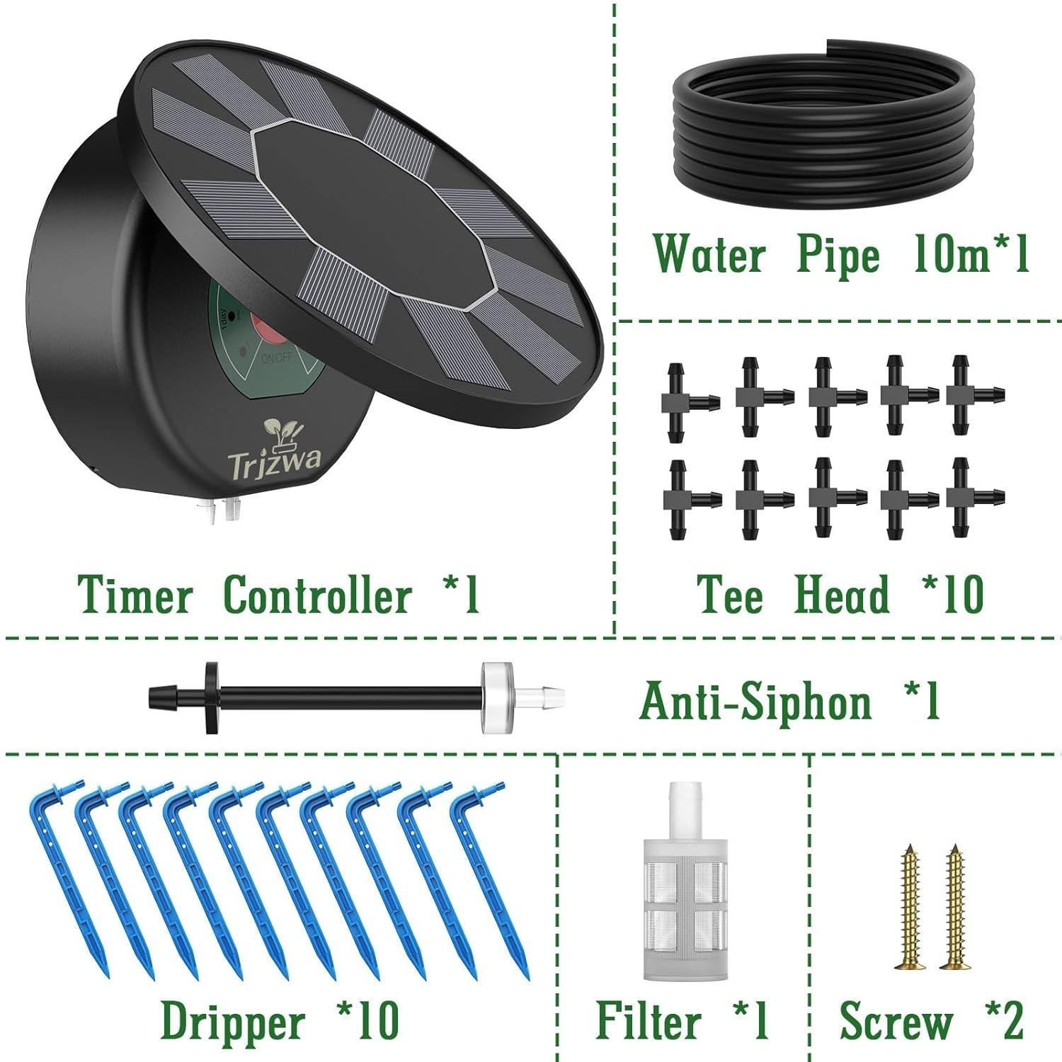 2X Solar Automatic Drip Irrigation System Kit, Auto Watering Kit for ...