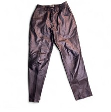 Vintage 80s FORENZA Leather Pants Pleated Baggy Biker Moto Size 14