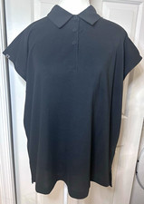 FIGS PRO Women  s Black Solid Short Sleeve Ella Scrub Polo Shirt