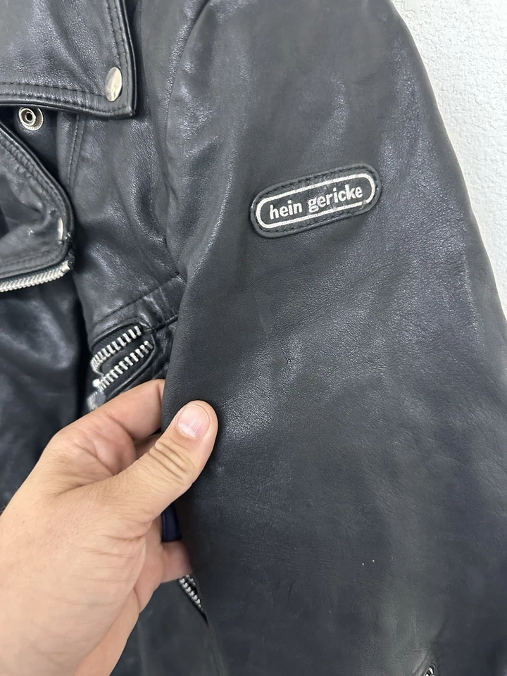 Vintage 80’s Hein Gericke Men’s Black Leather Motorcycle Jacket Size 44 - Image 3 of 4