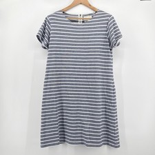 Sail to Sable Blue White Striped Ribbed Knit Shift Dress XL Exposed Back Zipper