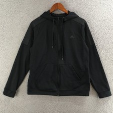 Adidas Hoodie Mens L Zip Up Hooded Full Zip Athletic Fleece Pocket Logo Black