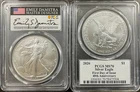 2026 PCGS MS70 Silver Eagle 40th Anniversary, First Day of Issue, Damstra Signed