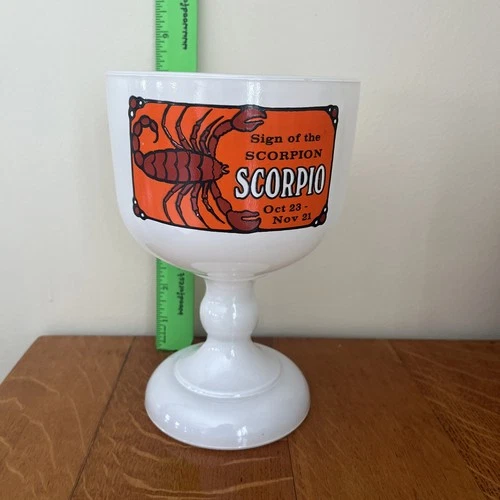 Vintage Scorpio Zodiac Goblet made of white milk glass