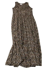 Monroe & Main Womens Sleeveless Maxi Dress Sz S Brown Leopard Print