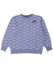 NIKE Womens Graphic Oversized Sweatshirt Jumper UK 14 Medium Blue Cotton AR05