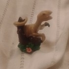 Vintage 90s Raptor Dinosaur Finger Puppet Plastic Toy Figure Retro Dino On Log — photo 2