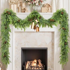 6 FT Christmas Cedar Garland, Real Touch Realistic Greenery Pine Garland for Man