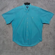 Polo Ralph Lauren Shirt Mens Large Blue Preppy Short Sleeve Vtg 90s 
