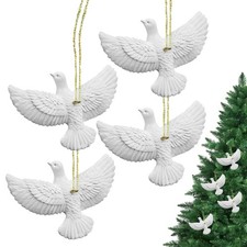 4PCS Christmas Ornament Resin Dove Style Friendship Xmas Tree Decoration Gift