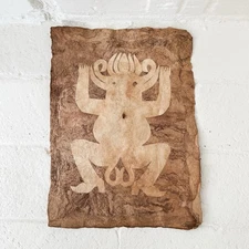 Handmade Mexican Amate Bark Paper Art Pre-Columbian Style Deity Folk Tribal