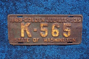 1939 Washington License Plate